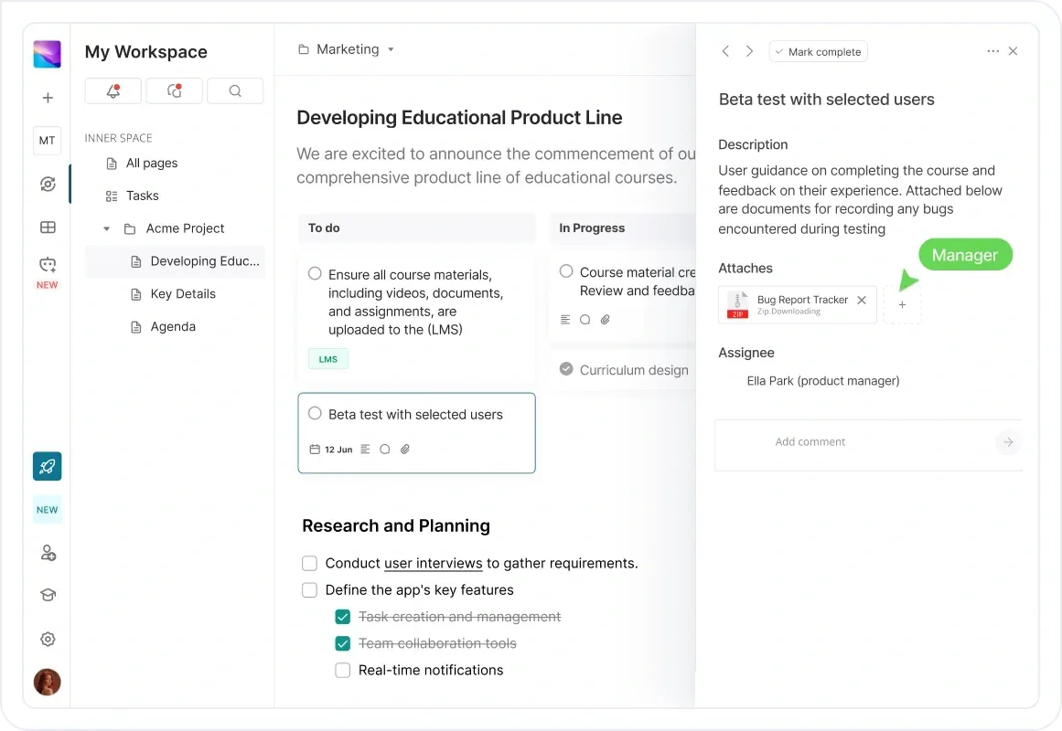 FuseBase internal workspaces screenshot: knowledge and documents