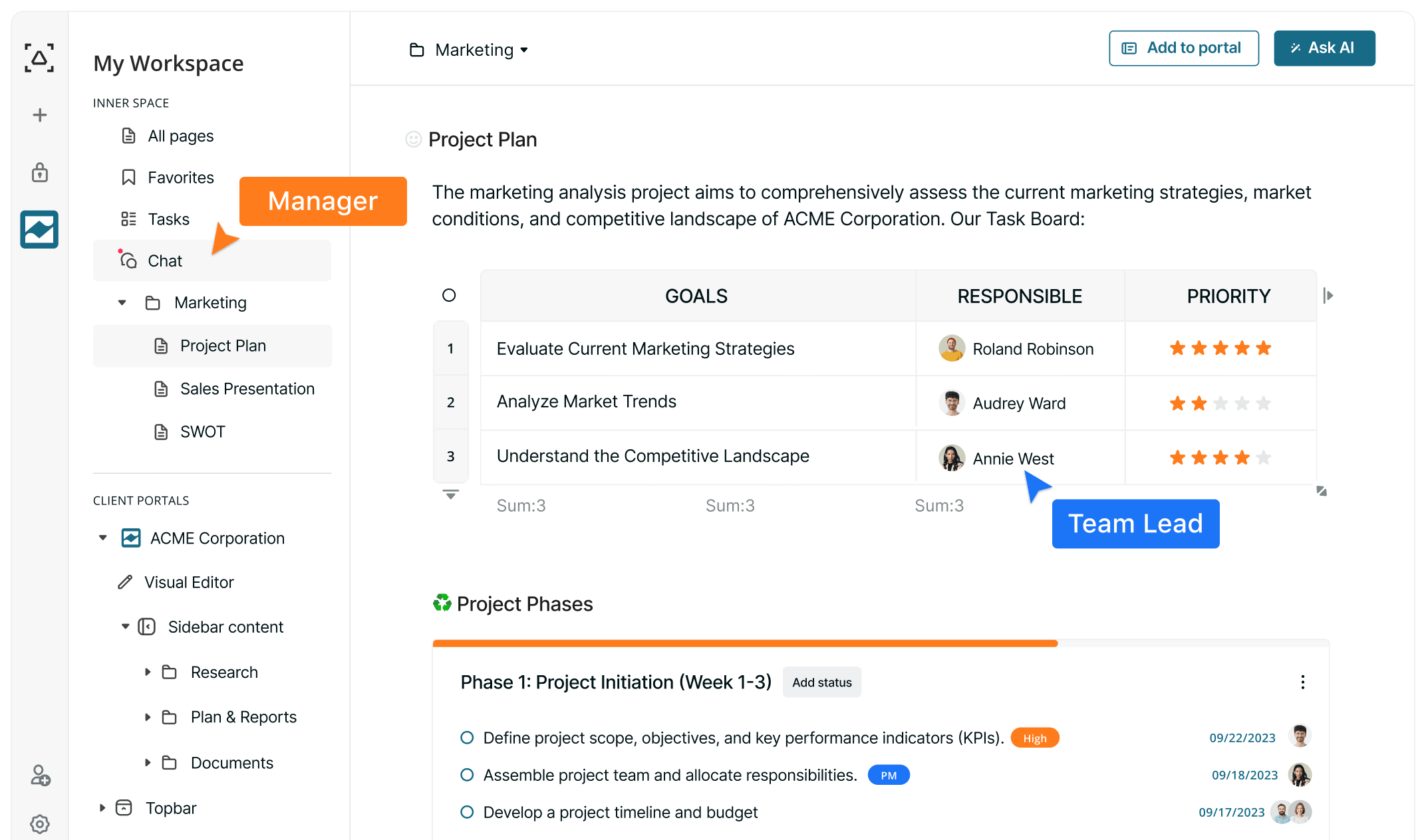 My Projects task table