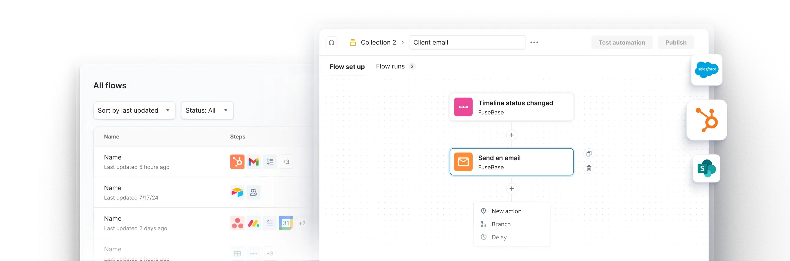 Automate repetitive workflows across portals, notifications, and integrations.