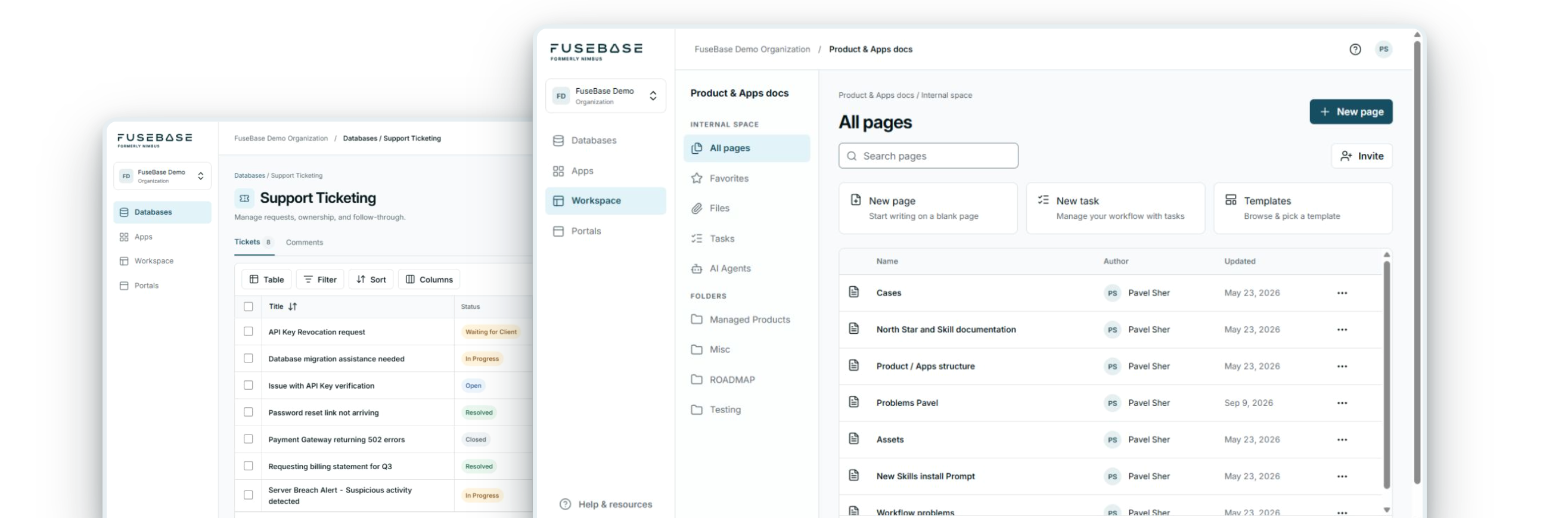 Keep internal knowledge, projects, and communications in one organized workspace.