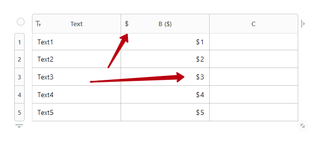 You can enter numbers with a currency symbol next to them.