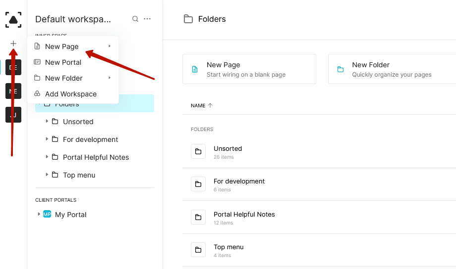 Create a new page