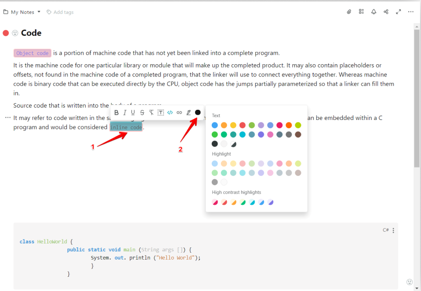 Code highlights