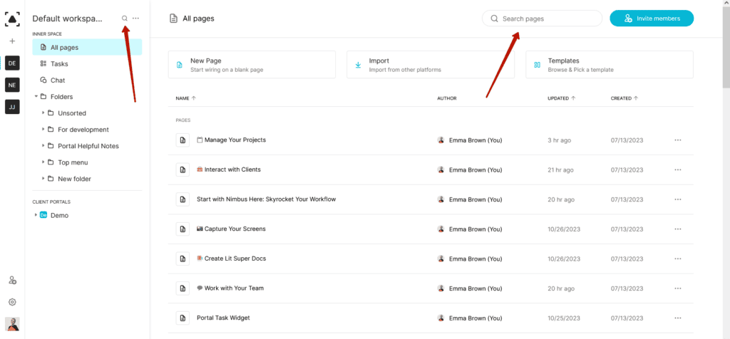 Search pages