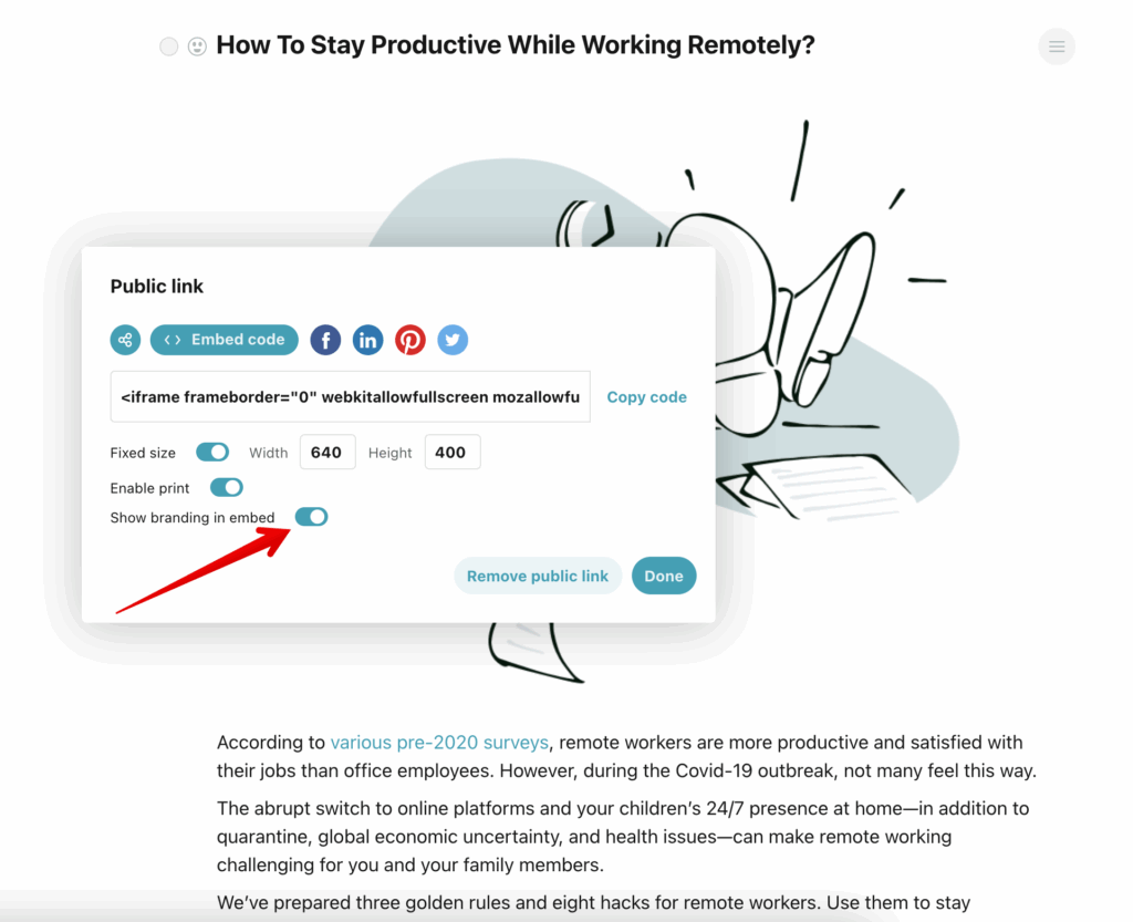 You can also allow / forbid printing the embed.