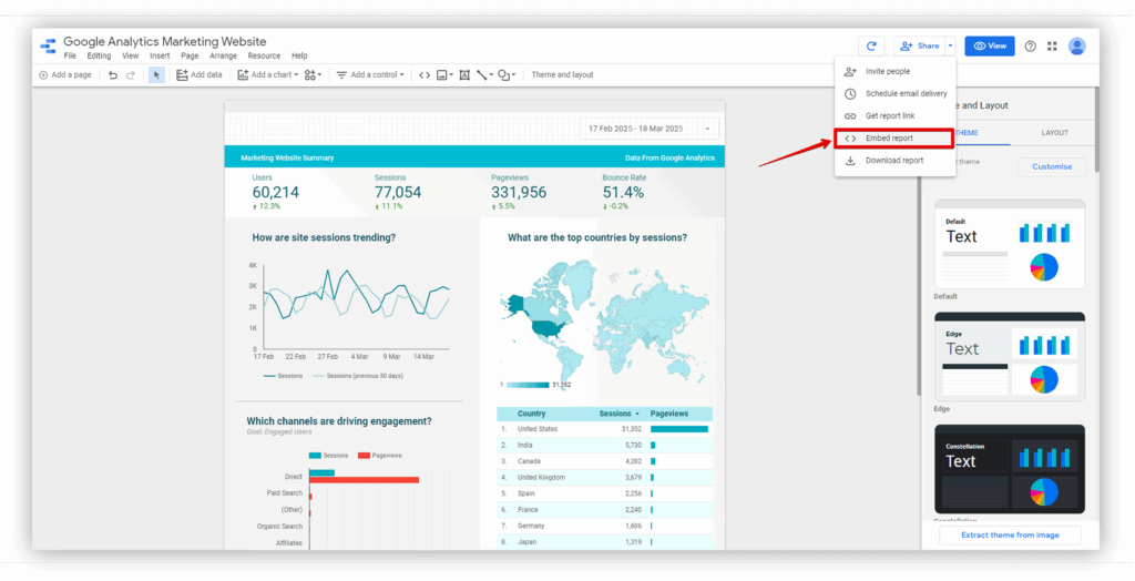 Select Embed Report.