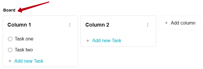By default, the board has a standard name, but you can rename it. To do this, simply click on the name of the board and specify the desired name
