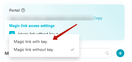 Select Magic link with key. Image powered with FuseBase