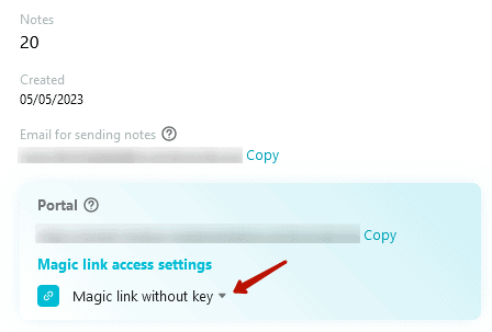 Magic link without key. Image powered with FuseBase