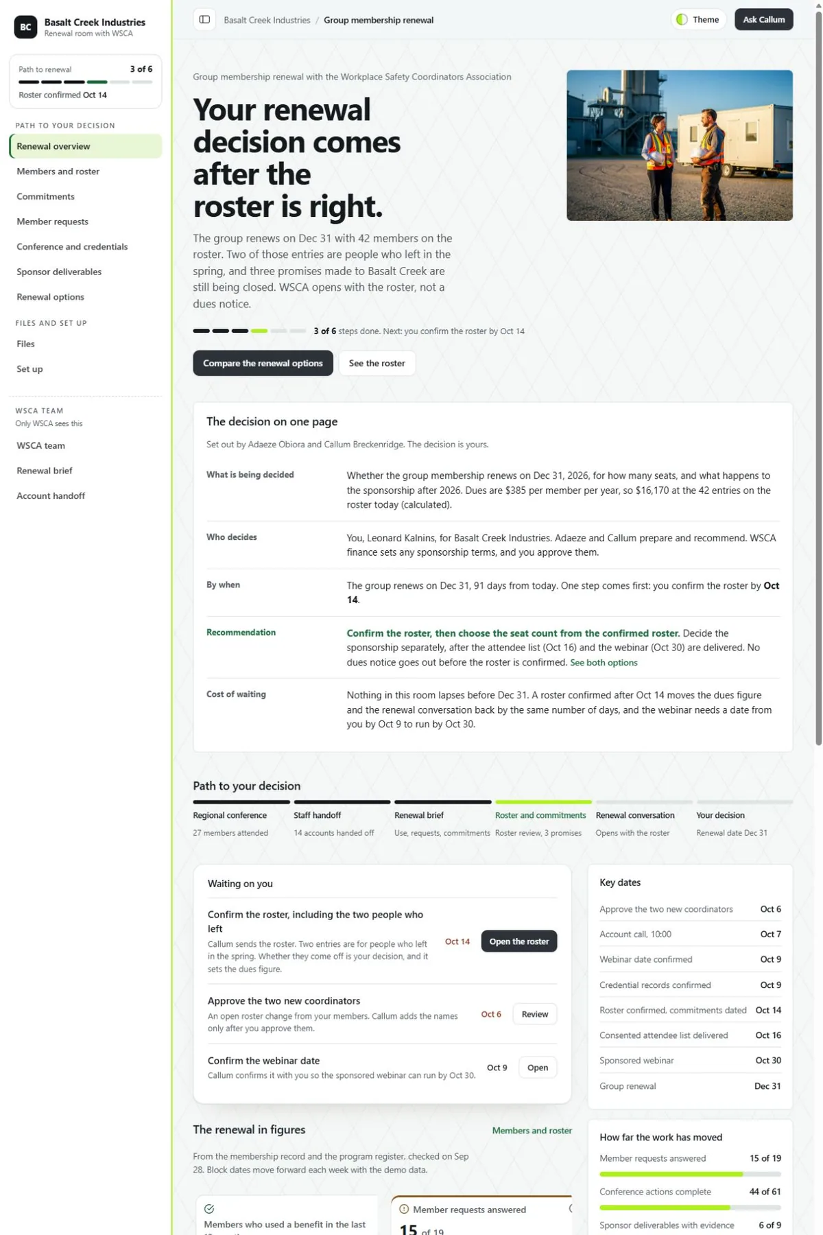 Association membership renewal room in the Daylight (Light) theme