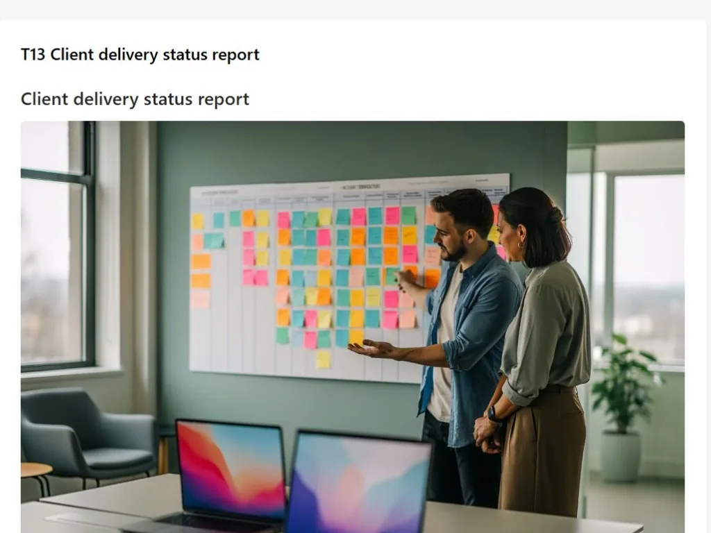 Screenshot of the Client delivery status report document page