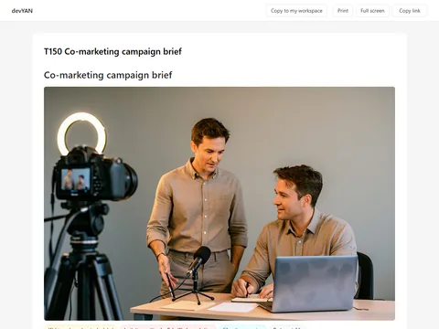 Native T150 Co-marketing campaign brief page title and header image