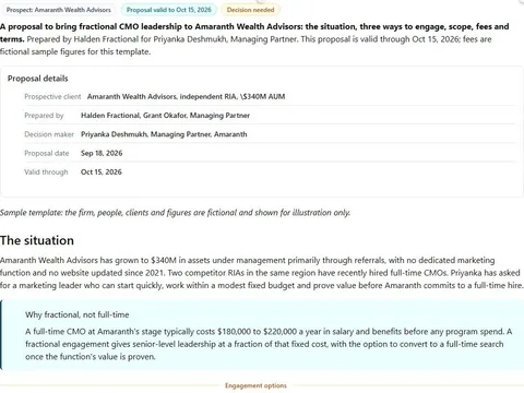 Screenshot of the Consulting proposal and engagement letter document page