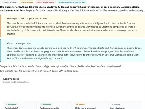 Screenshot of the Creative approval room document page