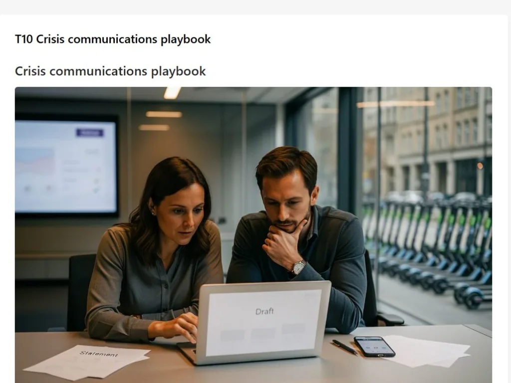Screenshot of the Crisis communications playbook document page