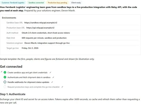 Screenshot of the Customer API integration guide document page
