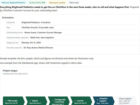 Screenshot of the Customer onboarding welcome guide document page