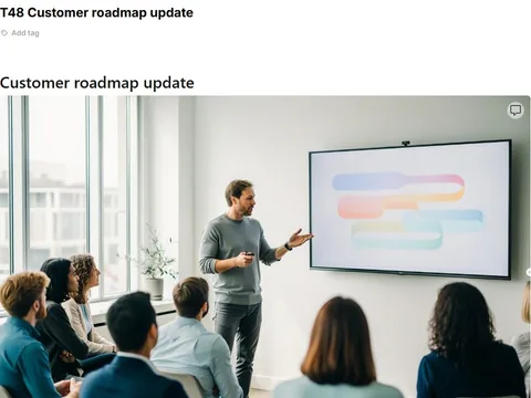 Screenshot of the Customer roadmap update document page