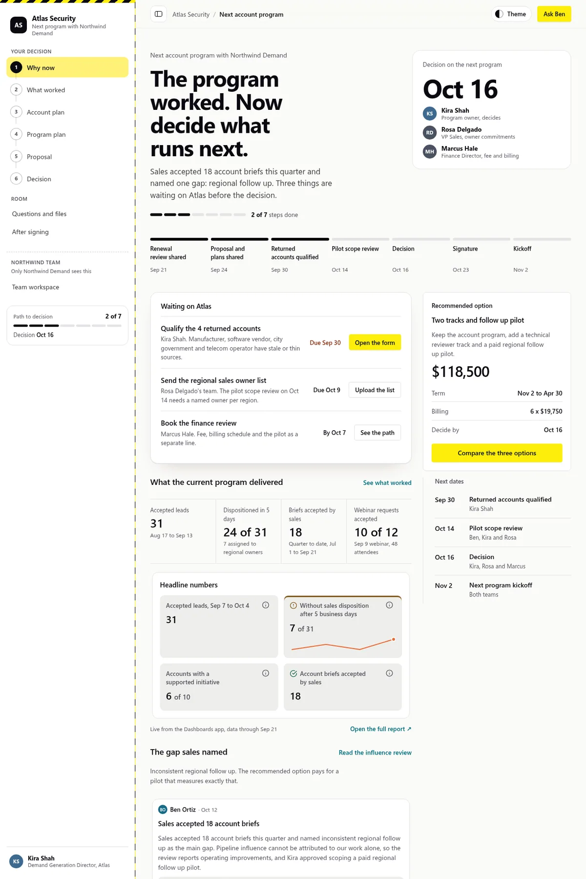 Demand generation renewal deal room in the Signal (Light) theme