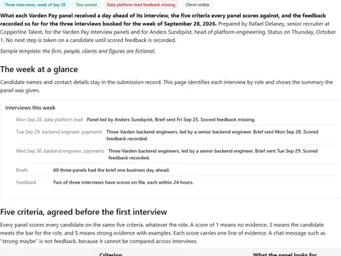 Interview brief and feedback record: actual FuseBase page content below its header image