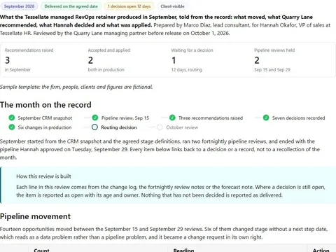 Screenshot of the Monthly RevOps retainer review document page