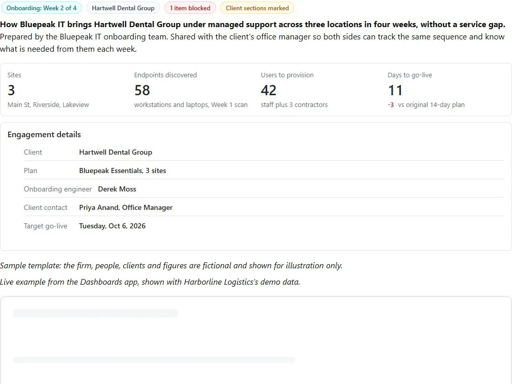 Screenshot of the MSP client onboarding runbook document page