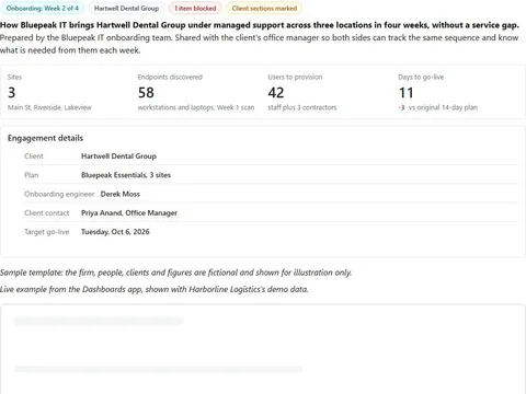 Screenshot of the MSP client onboarding runbook document page