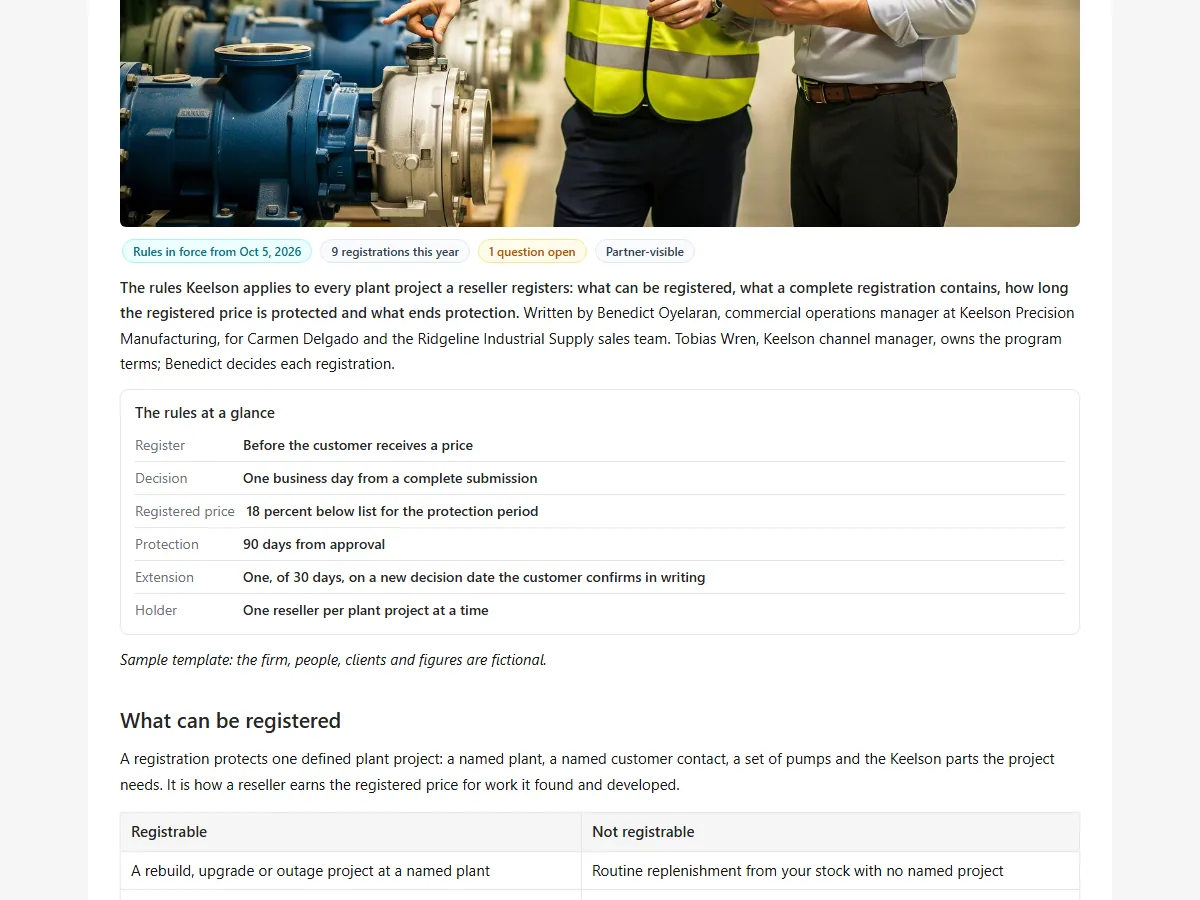 Native T144 Project registration and price protection rules page showing the first substantive section