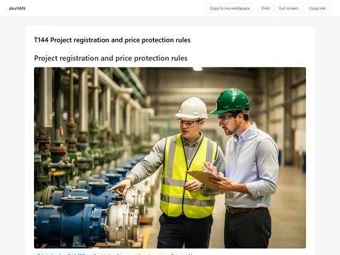 Native T144 Project registration and price protection rules page title and header image