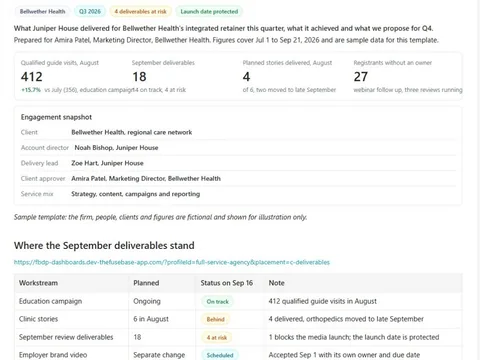 Screenshot of the Quarterly business review for retainer clients document page