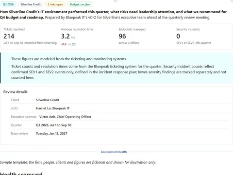 Screenshot of the Quarterly technology business review document page