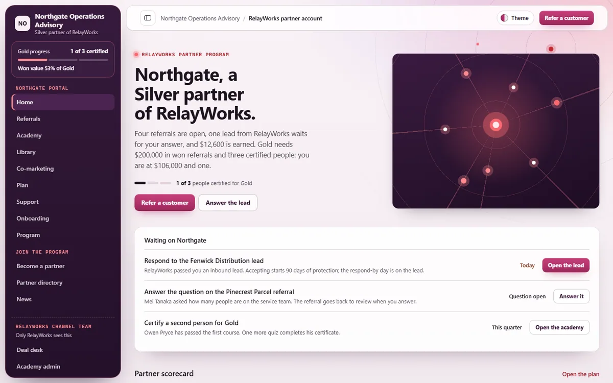 Northgate referral partner portal in Partner mesh futuristic theme