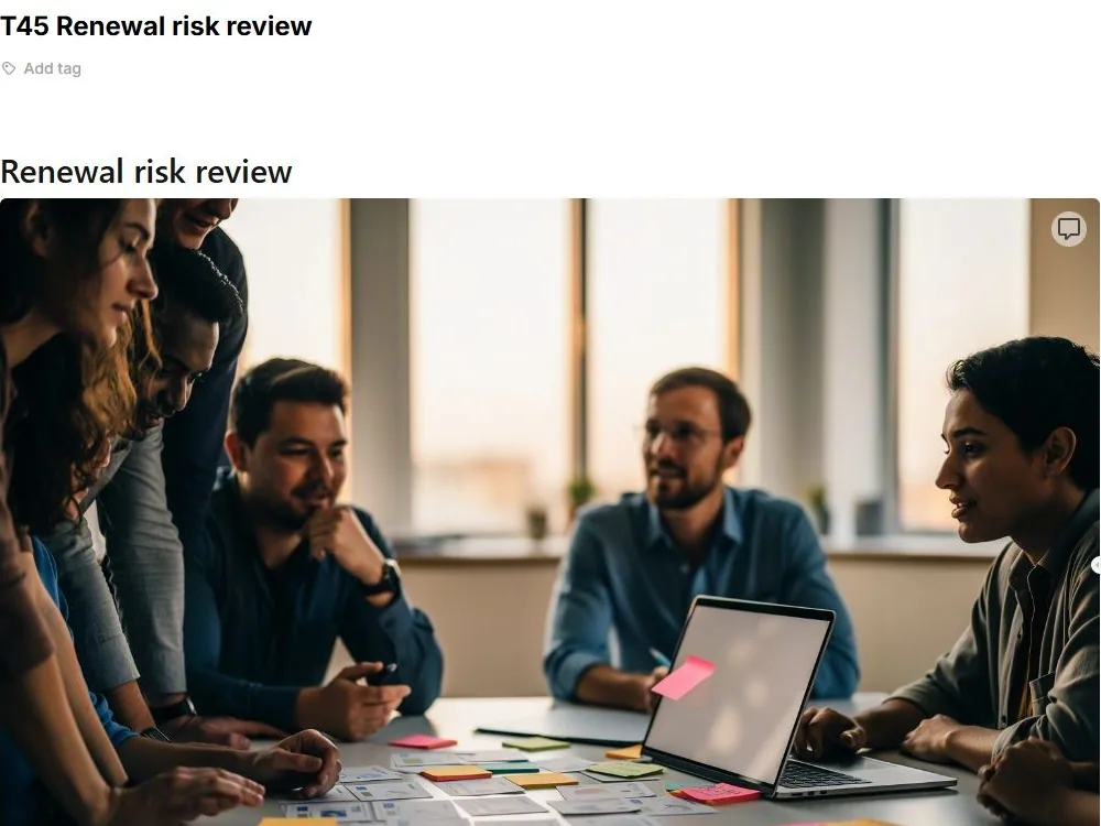 Screenshot of the Renewal risk review document page