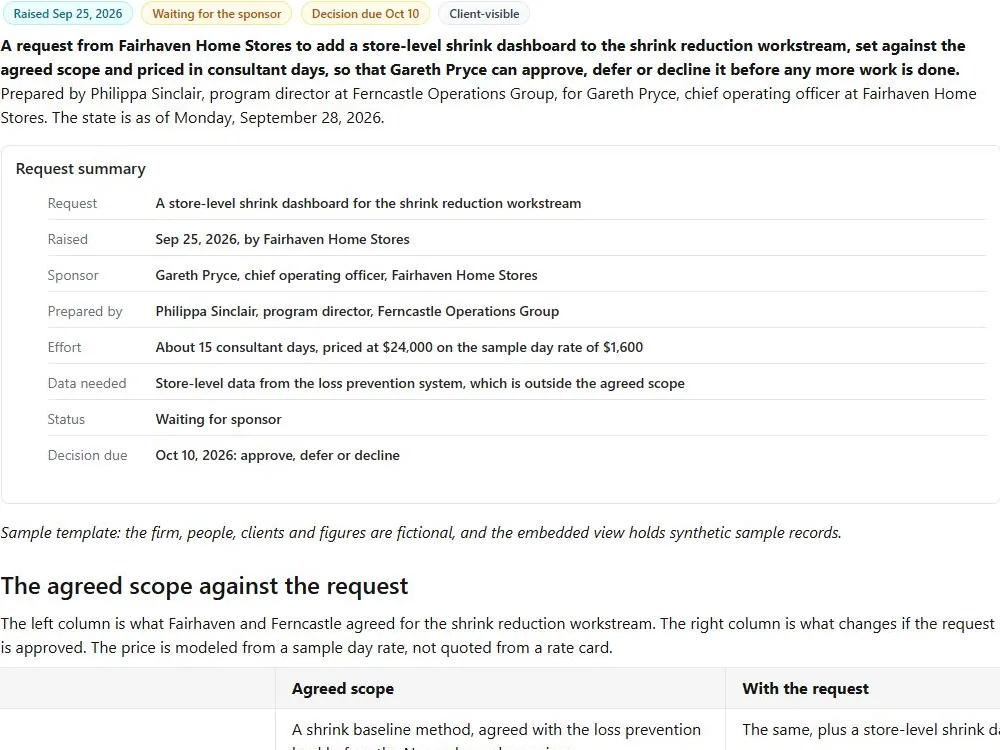 Scope change request: actual FuseBase page content below its header image