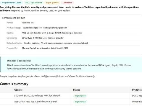 Screenshot of the Security review and procurement pack document page