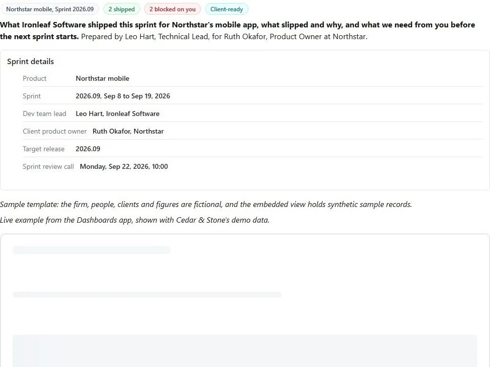 Screenshot of the Sprint review and release notes document page
