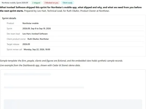 Screenshot of the Sprint review and release notes document page
