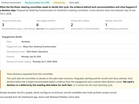 Screenshot of the Steering committee decision memo document page