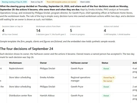 Steering decision log: actual FuseBase page content below its header image