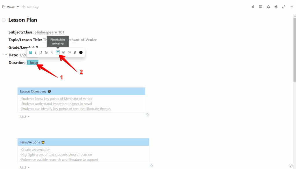 How to create a placeholder?