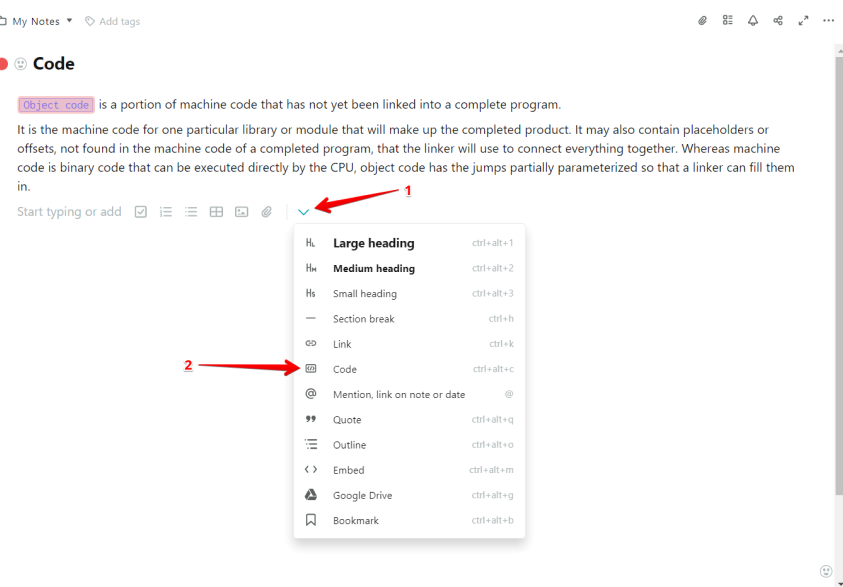To add a code to a page, do the following.