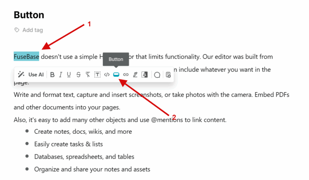 Adding a button through the formatting panel