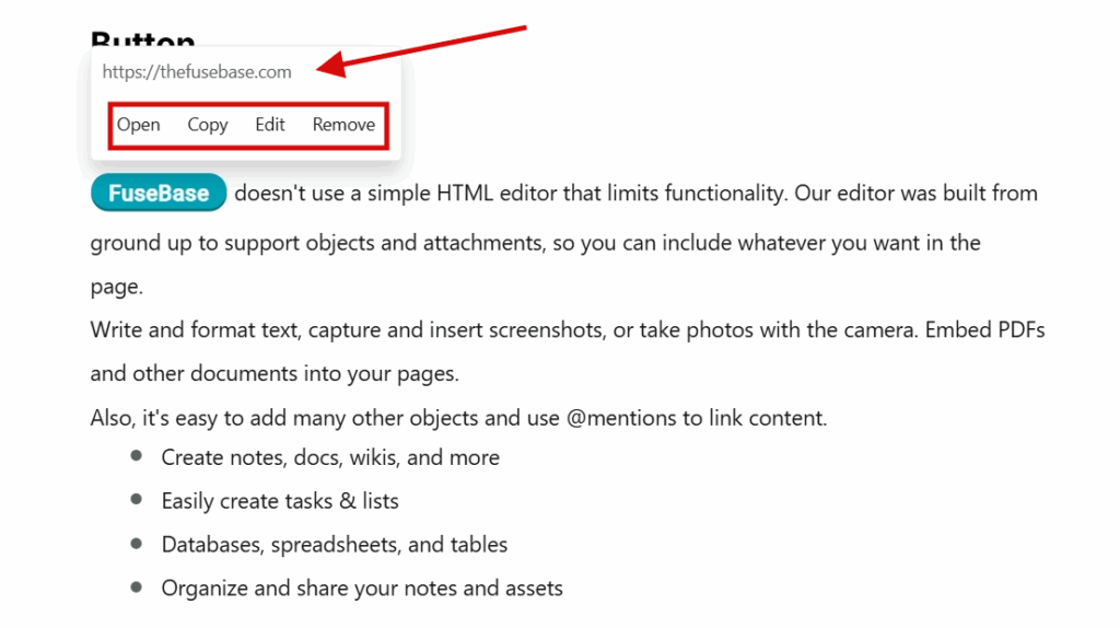 Actions when selecting button