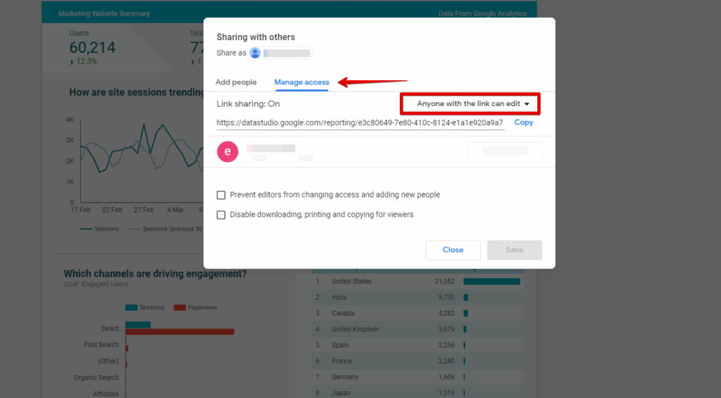 To be able to edit reports by you and your workspace members without leaving FuseBase, you need to specify the suitable permissions in the Share menu