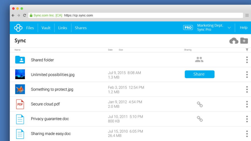 Sync is One of the Best Alternatives to Google Drive in 2023. Image powered by Nimbus Platform 2023