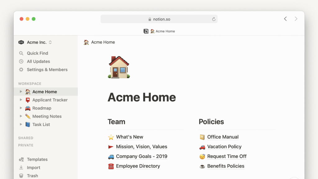 Notion is Google Docs Alternatives for Creating Smarter Documents. Image powered by FuseBase