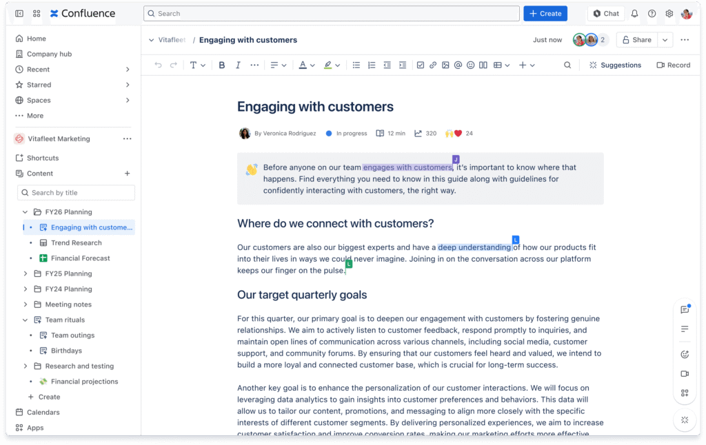 Confluence is Google Docs Alternatives for Creating Smarter Documents. Image powered by FuseBase