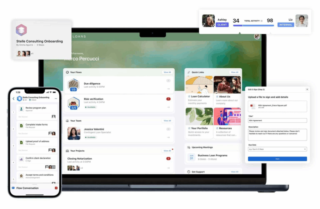 Moxo client portal interface 2026. Image powered by FuseBase.