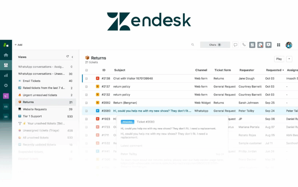 Zendesk customer portal interface 2026. Image powered by FuseBase.