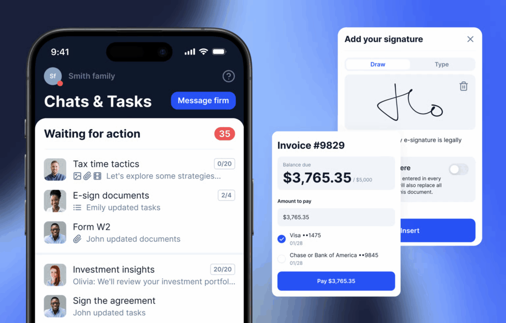 TaxDome client portal tool 2026. Image powered by FuseBase.